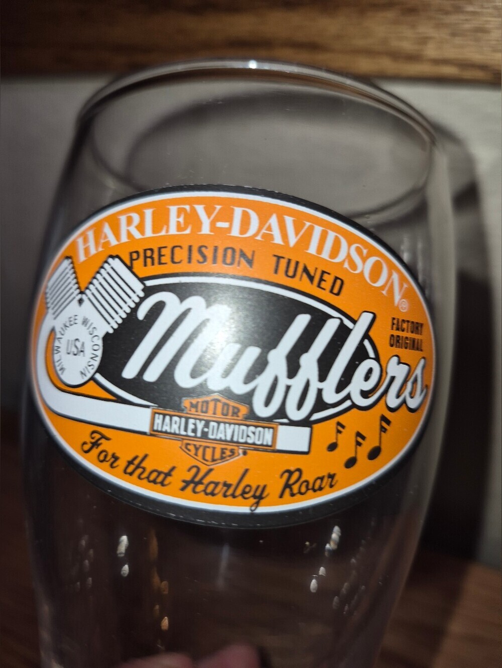 2 Harley-Davidson Beer Glasses 14oz Mufflers Logo - Picture 3 of 4